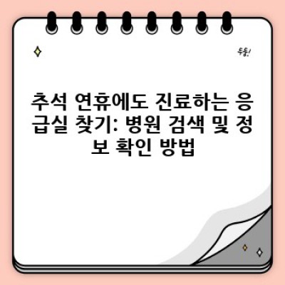 추석 연휴 응급실 이용 가이드: 대기시간 단축 및 효율적인 진료 받는 방법