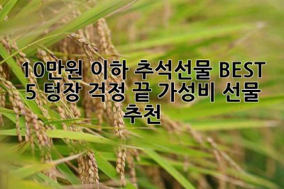 10만원 이하 추석선물 BEST 5: 텅장 걱정 끝! 가성비 선물 추천🎁